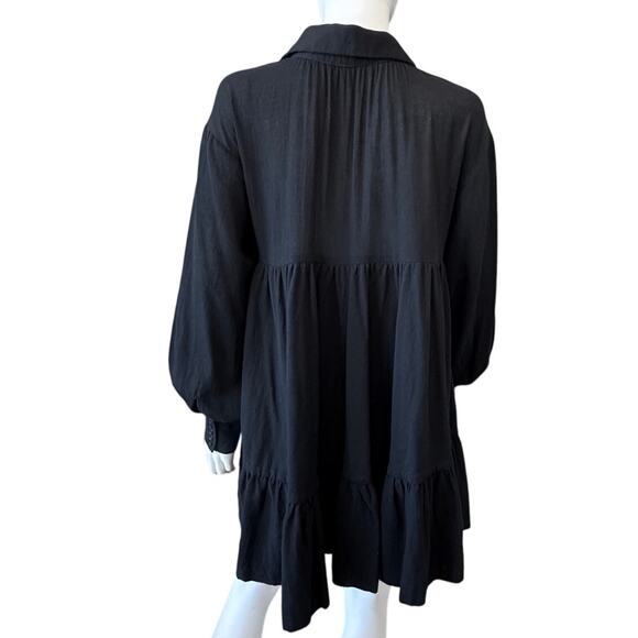 New EN SAISON ANTHROPOLOGIE Women's Black Tiered Mini Dress Size S - Picture 3 of 5
